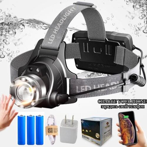 SHENYU Infrared Sensor LED Headlamp Rechargeable Zoomable Rotation Light Head Torch Cree XML-T6 L2 Headlight Hiking Camping