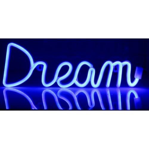 Dream Neon Signs Light LED Neon Pub Cool Light USB Battery Powered Wall Art Hanging For Bar Bedroom Party Holiday Decor Xmas