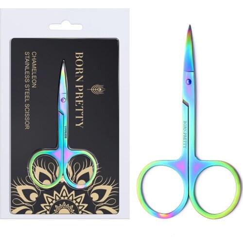 BORN PRETTY 1 Pc Chameleon Scissor For Nail Cuticle Makeup Curved Head Eyebrow Scissor Dead Skin Remover Nail Tool