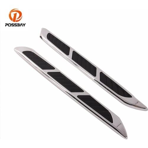 POSSBAY -10% OFF Universal 2pcs Car Side Decals Silver ABS Air Intake Hood Flow Decorative Stickers Fender Car-styling
