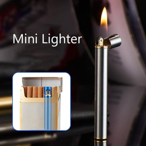 Cigarette Lighter Can Be Put In to The Cigarette Box Fine Grinding Wheel Zinc Alloy Refillable Butane Gasless Mini Lighter