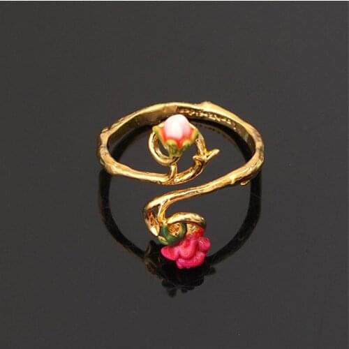 Rose Flower Vine Opening Adjustable Ring Female Jewelry Temperament Student Index Finger Tail Ring Hipster Personality Ring