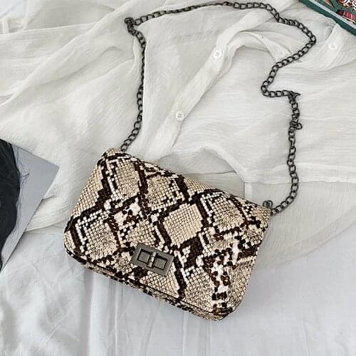 Luxury Handbags Women Bags Designer Serpentine Small Square Crossbody Bags Wild Girls Snake Print Shoulder Messenger Bag