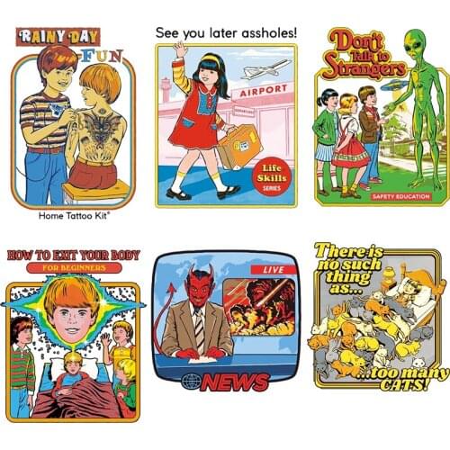 Satan Alien Evil Demon Iron on Patches for Clothing Diy Anime Heat Transfer Thermal Stickers Strips Applique on Woman T Shirt