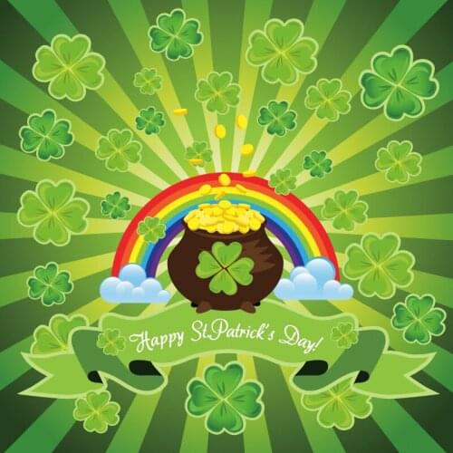 Happy St. Patricks Day Backdrop Clover Gold Coin Rainbow Background Festival Party Decor Photo Booth Studio Photography Props