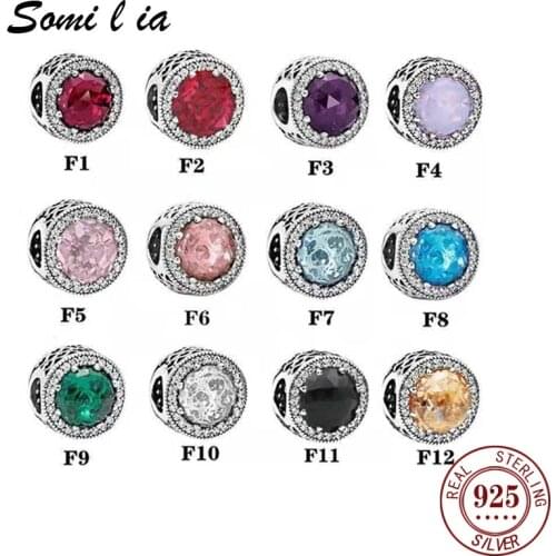 Somi l ia Family Charm for Original 925 Sterling Silver Bracelet Round Metal Beads for Women Family Gifts DIY Jewelry Making