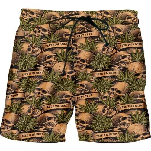 EU Size Short Pants Skull Weed Horror Pattern Gothic Style Quick-dry Casual Cool Summer Spring Streetwear New Sport Jogging Pant