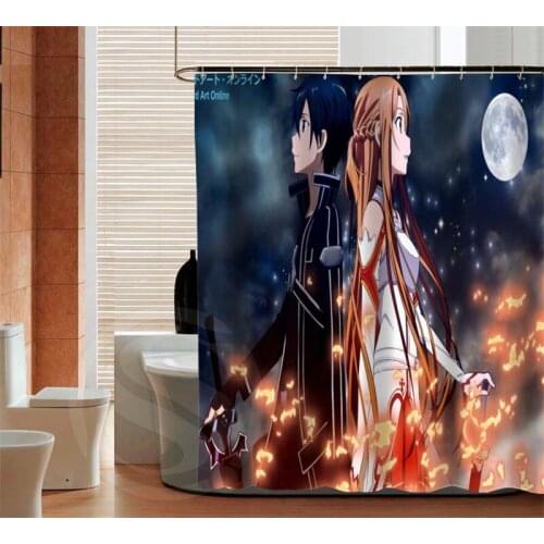 Sword Art Online Waterproof Custom Shower Curtain Latest polyester fabric Bathroom Decor Curtains