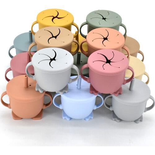 New Silicone Baby Cup Sippy Cup For Toddlers Kids Soft Training Nontoxic Drinking Cup With Straw Silicone Sippy Leakproof Cup