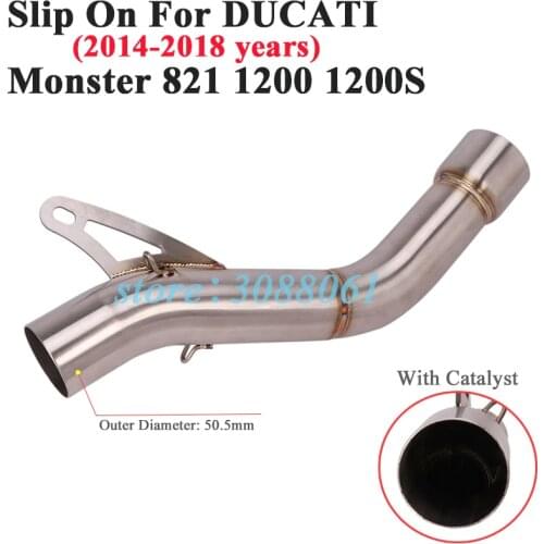 Slip On For DUCATI Monster 821 Monster 1200 2014 - 2016 Motorcycle Exhaust Muffler Escape Modiifed Middle Link Pipe Catalyst