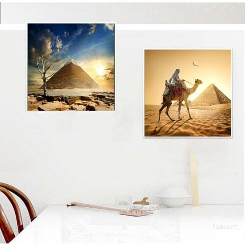 Modern Egyptian Pyramids Camel Realistic African Landscape Wall Art For Home Decor Canvas Prints Egyptian Pyramids Paintings