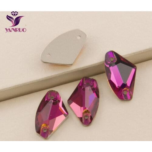 YANRUO Fuchsia 3256 Galactic Strass Sew on Crystals Rhinestones for Clothing Flatback Rhinestone