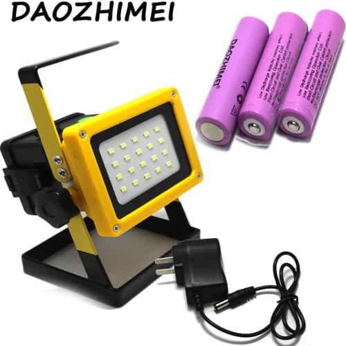 Led Spotlight 18650 light 30W 20leds light Waterproof Outdoor led rechargeable Flood light US EU charger 3x18650 battery