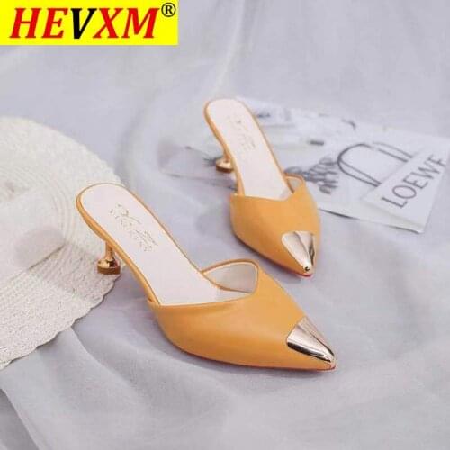 Zanpace Female Slippers High Thin Heels Woman Shoes Sexy Pointed Top Outdoor Slides Fashion Summer House Slippers Flip Flops