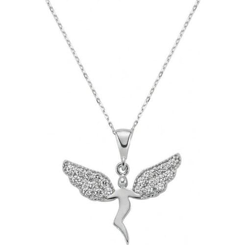 Tevuli 925 Sterling Silver Meleğim Lady Necklace