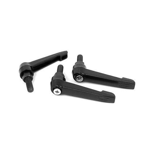 M8x20mm Male Thread Lathe Machine Metal Adjustable Handle Lever Grip Black 3pcs