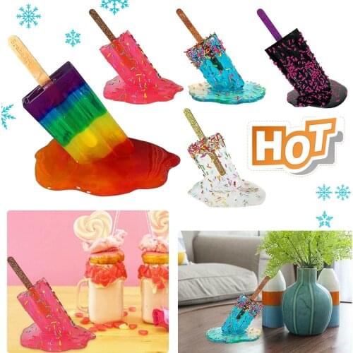 Melting Popsicle Model Ornaments Sculpture Resin Crafts Realistic Artificial Ice Cream Summer Cool Popsicle Home Decorations