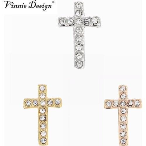Vinnie Design Jewelry Crystal Cross Slide Charms fit on Keeper Wrap Bracelets 5pcs/lot