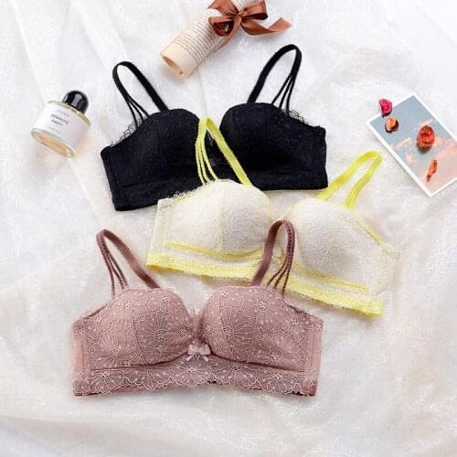 Wasteheart Women Pink Lace Bras Bralette Cotton Panties Push Up Padded Bra Sets Sexy Lingerie Wireless Underwear Lingerie