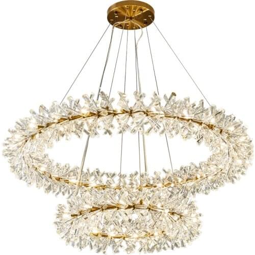 Lighting-joy Flower Crystal Chandelier Luxury Ring Chandelier Lighting Decoration 40 60 80cm Rings Hanging Lamp for Living Room