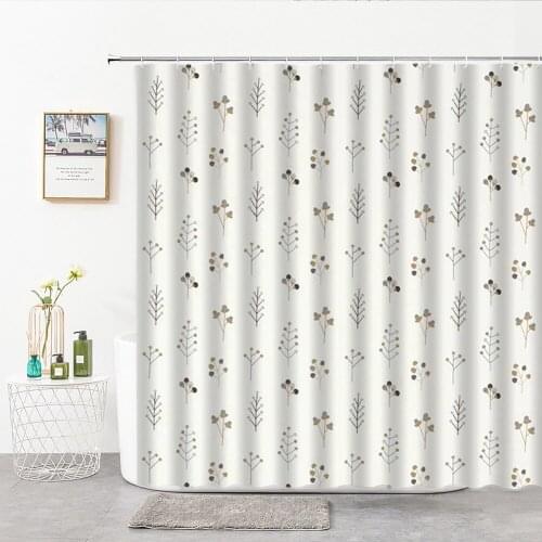 Plant Flowers Shower Curtains Modern Minimalist Hand-Painted Green Leaf Vine Bathroom Curtains Home Decoration Bathtub Screen