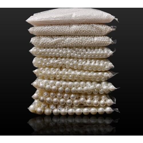 4/6/8/10/12/14/16mm pearl beads ABS loose Round Beads Craft For Fashion Jewelry Making white beige DIY Imitation Garment beads