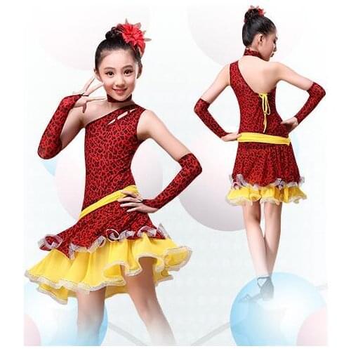 8-16 Years Children Dance Outfit with Sleeves Sequins Latin Dresses for Girls Backless Fringe Ballroom Latin Dress for Children