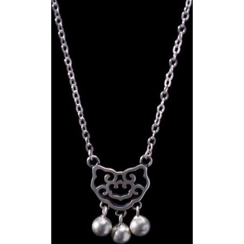 Chinese lucky lock bell vintage necklace woman 100% 925 Sterling silver nacklace Jewelry Clavicle chain pendant gift for women