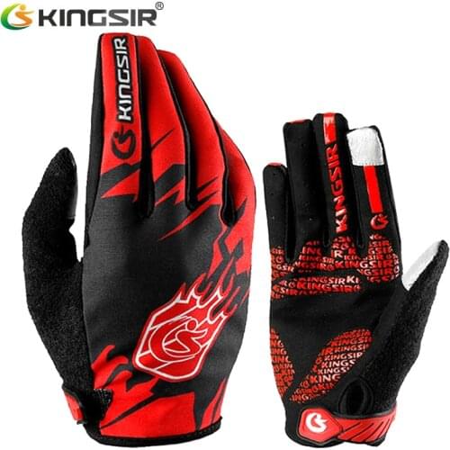 KINGSIR Winter Fleece Road Cycling Gloves Men Women Warm Touch Screen Mountain Bike Gloves Full Finger Shockproof Bicycle Gloves