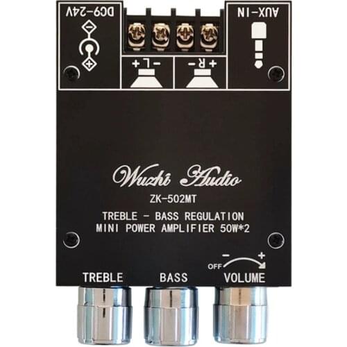 ZK-502MT Bluetooth Audio Stereo Amplifier Board 2X50W Module Bass AMP