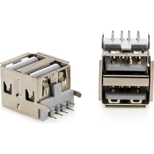 2/5/10 pcs double usb Socket Type A Bent 8Pins USB Connector PCB Female Port Jack Tail Electric Terminals
