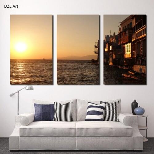 3 panels Hot Sell Beautiful Seaview Room Modern Home Wall Decor painting Canvas printing Art Large HD printing Painting