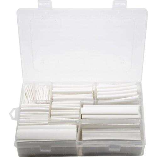 385 pcs/set White 9 Sizes Assorted 2:1 Flame-retardant Boxed Heat Shrink Tubing Kit MPa 600V