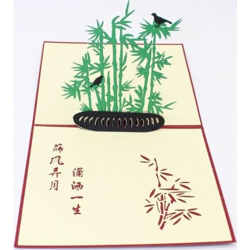 3D Laser Cut Handmade Carving Chinese Style Banboo Paper Invitation Greeting Cards PostCard Business Creative Gift