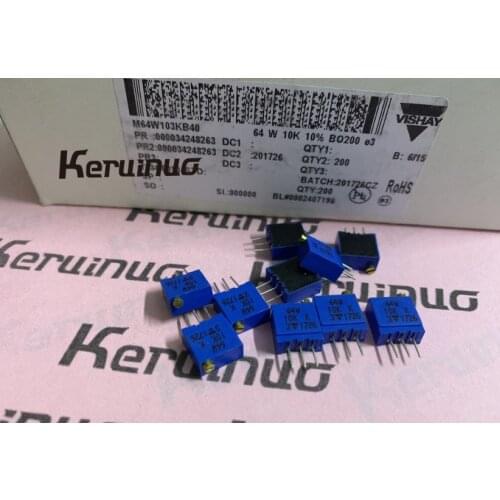 5pcs/LOT NEW ORIGINAL M64W103KB40 64W 10K Res Cermet Trimmer 10K Ohm 10% 0.5W Turns 2.2mm (9.7 X 5 X 11.1mm)