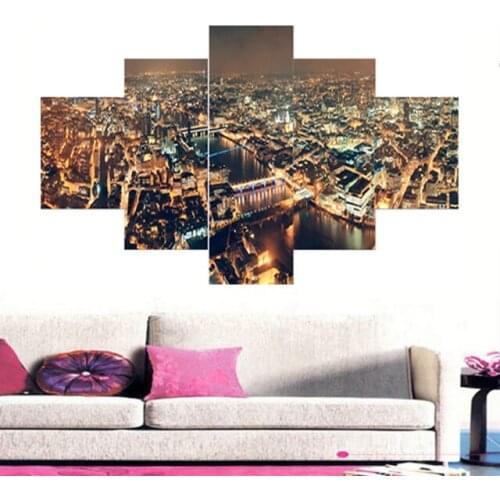 5 Pieces The Night City Landscape Wall Art canvas picture cuadros oil painting decorative pictures for living room wall