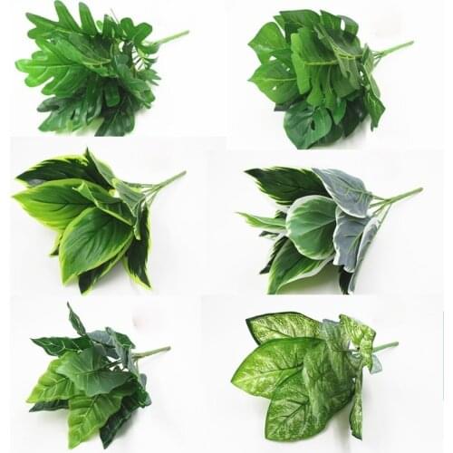 9 Branch Artificial Natural Touch Taro Evergreen Big Leaves Monstera Leaf Green Fake Plant