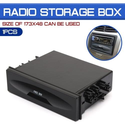Car Storage Box CX-38 Single Layer Universal 177x50x120mm auto Single Din Dash Radio Installation Pocket-Kit Black Plastic