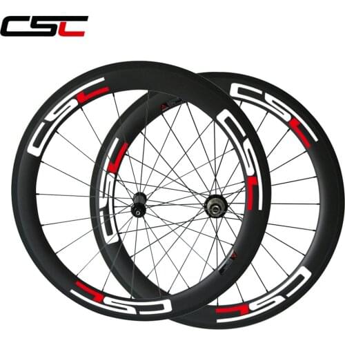 CSC Straight pull road wheel U Shape carbon 60mm clincher wheels 25mm width with carbon hub + pillar 1420 or sapim or cn 424