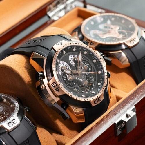 Reef Tiger/RT Designer Military Watches Perpetual Calendar Rubber Strap Watch Big Complicated Automatic Watch Relogio RGA3503