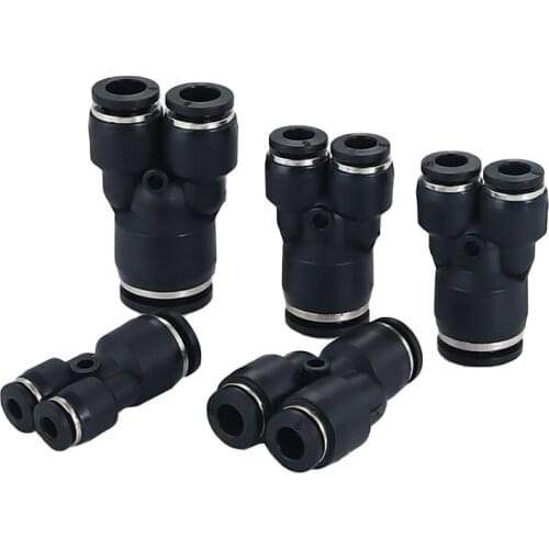 Black PW 6/8/10/12/16 series 3-way quick connector Pneumatic Components including