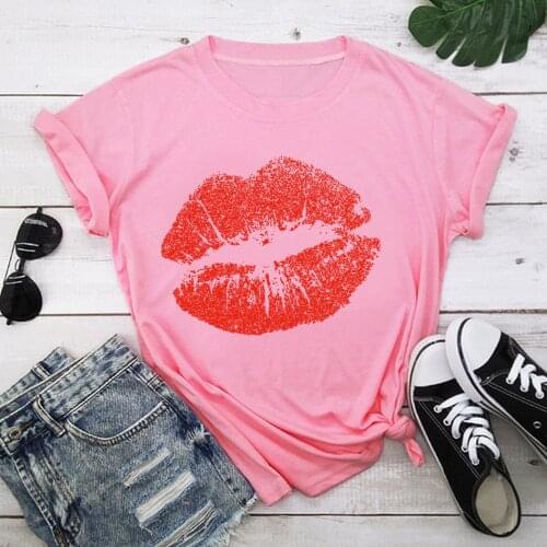 Lips Tshirt Women T-shirts Tops Femme Clothes Female T-shirt Harajuku Summer 90s Tshirt TX9147
