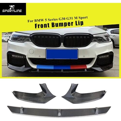 Carbon Fiber / ABS Glossy Black Front Bumper Lip Spoiler Splitters for BMW 5 Series G30 G31 M Sport 2017 - 2019