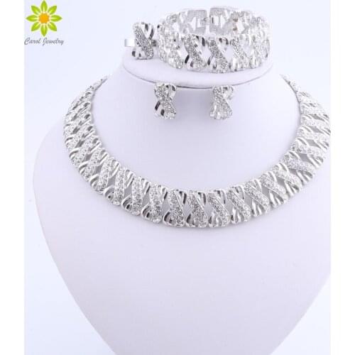 Indian Dubai Wedding Jewelry Sets For Brides Vintage African Costume Jewerly Set Silver Plated Nigerian Women Jewelry Set