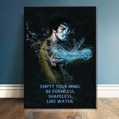 Chinese Kungfu Bruce Lee inspirational art film canvas paintings and posters, artistic pictures for home living room decoration