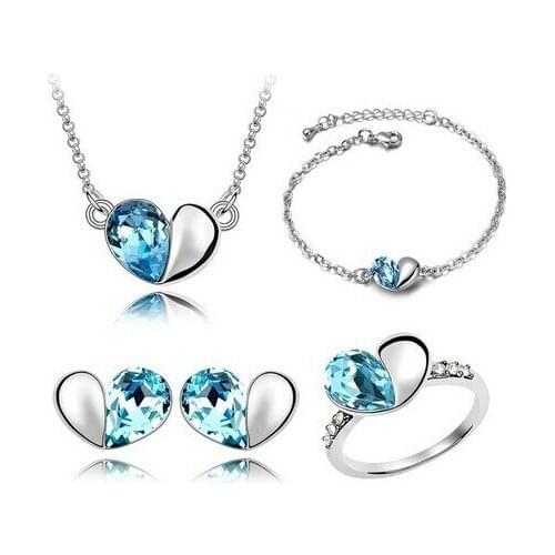 JS S011 Heart Jewelry Sets High Quality Wedding Jewelry Sets For Brides Nickel Free Crystal Jewelry Set