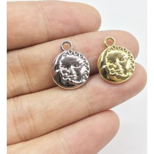 Eruifa Pretty 20pcs 12mm Moon and Sun Zinc alloy charms Wholesales necklace,earring bracelet jewelry DIY handmade 2 colors