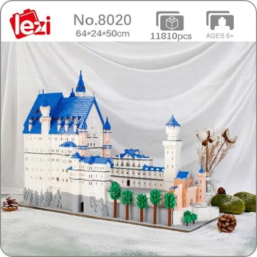 Lezi 8020 World Architecture New Swan Stone Castle Tree 3D Model DIY Mini Diamond Blocks Bricks Building Toy for Children no Box