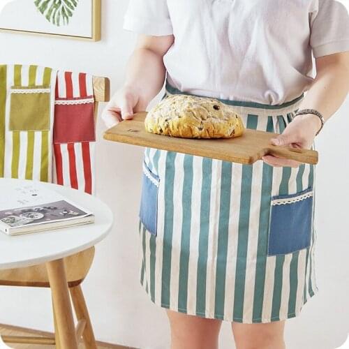Fashion Korean Half-length Aprons Kichen Accessories Chef Cooking Apron Short Cotton And Linen Restaurant Apron