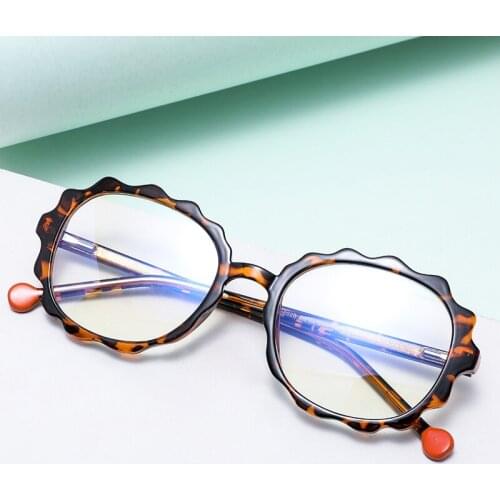 Fashion Round Wave Anti-Blue Glasses Men Women Retro Oversize Optical Spectacle Frame Individuality Blue Light Blocking Eyewear